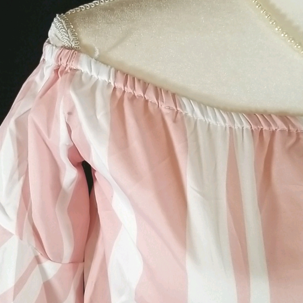 Pattern Cold Shoulder Bow pink and white Top. M - Picture 3 of 12